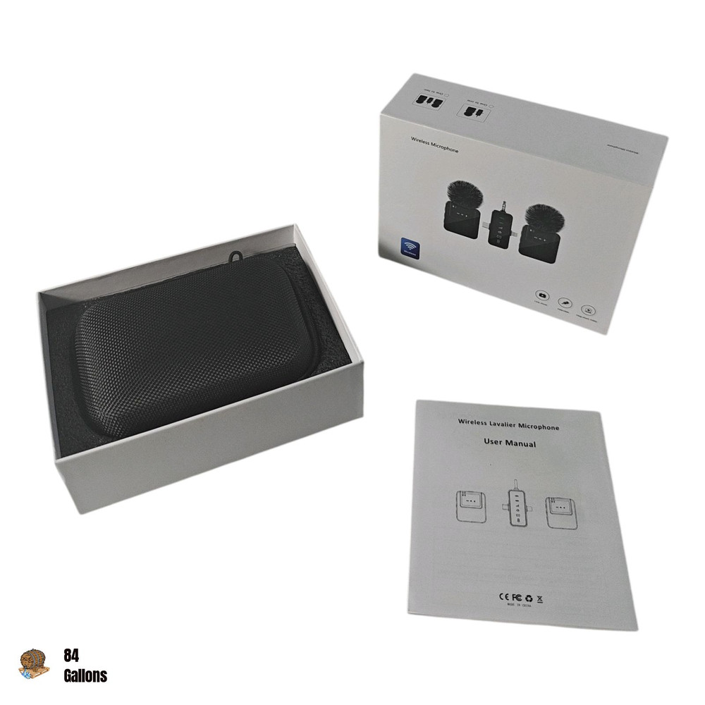 Wireless Mini Lavalier Microphone Set with 328ft Range & 20H Battery Life