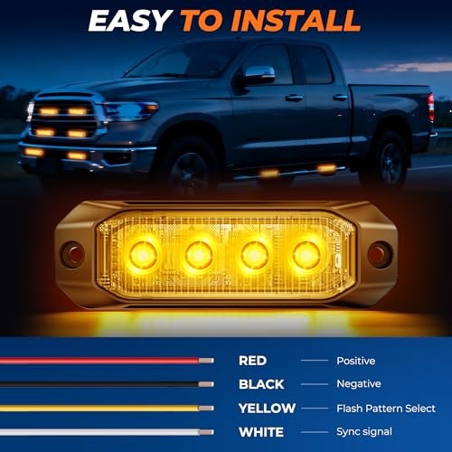 Amber Surface Mount Strobe Lights for Trucks,2026 Updated [SAE Class 1]