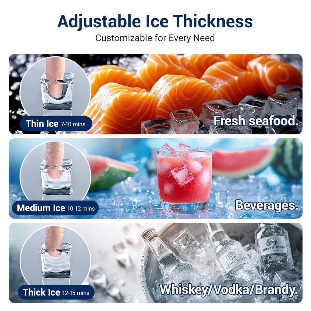 550lbs/24H Commercial Ice Maker Machine 700W UpgradCompressor Large Storage Bin