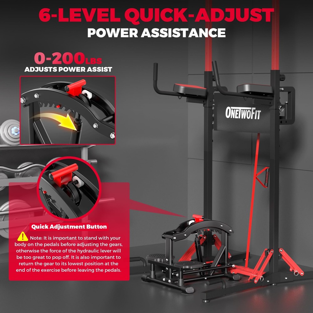 ONETWOFIT Pull Up Assistance Machine 660 LBS, Multi-Function Adjustable Black