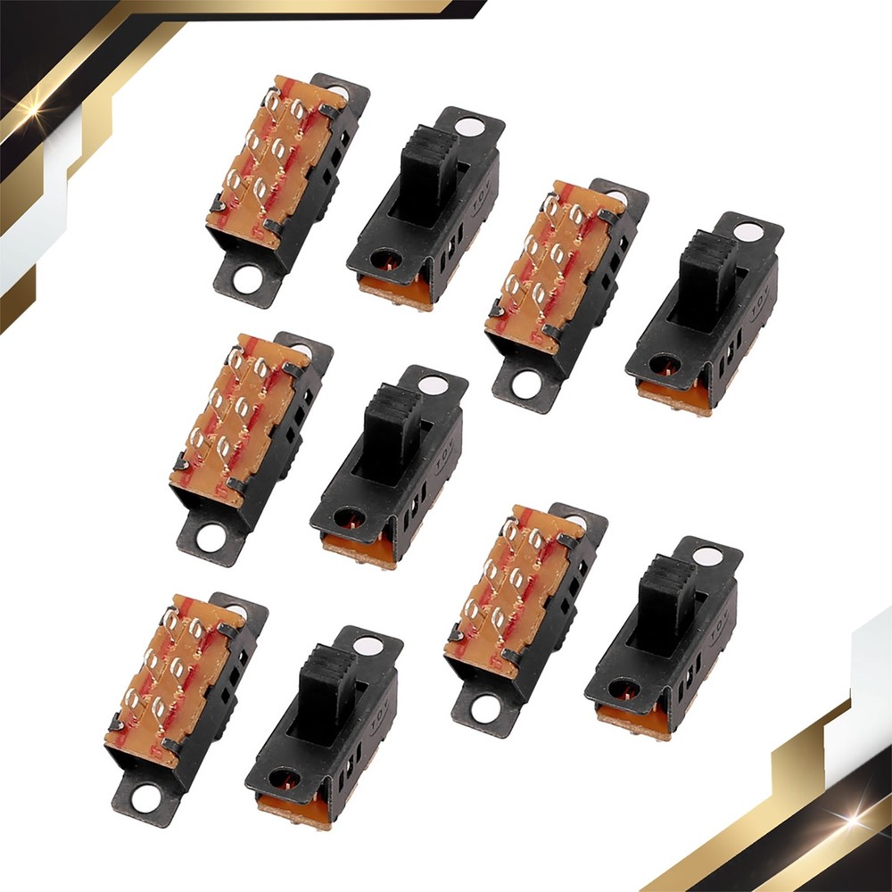 10Pcs 3 Position 6P DPDT Miniature PCB Slide Switch Latching Toggle Switch