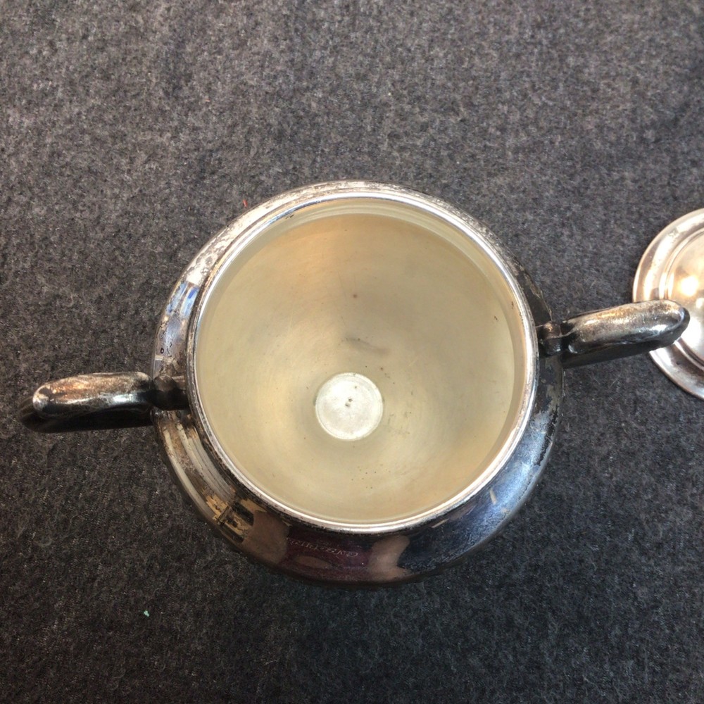 Silver On Copper Sugar Pot, Dish Beautiful Piece. Read Description
