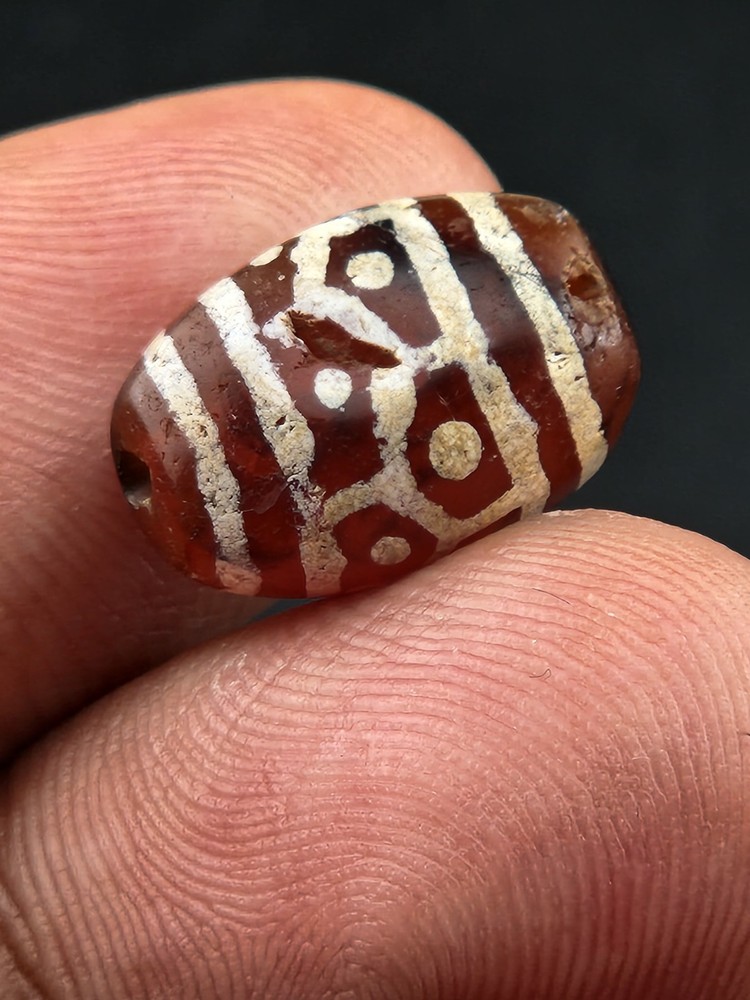 Ancient Etched Carnelian Longevity Bead over 2000 Year Old In great Condition