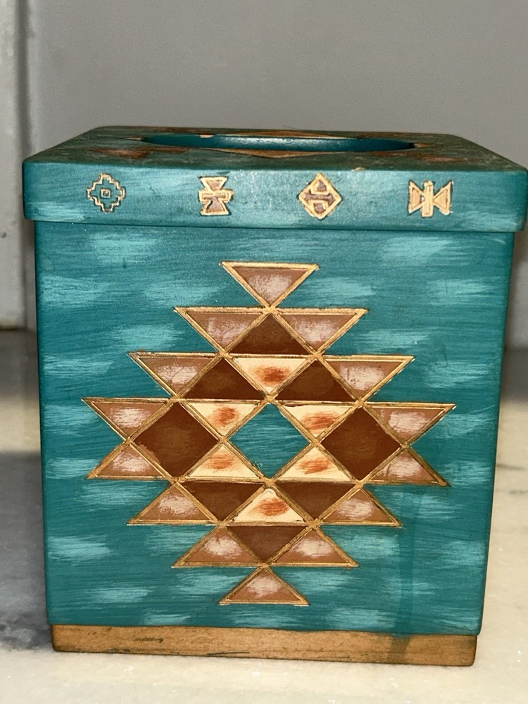 MESA NATIVE AMERICAN TISSUE BOX COVER CERAMIC COLORFUL