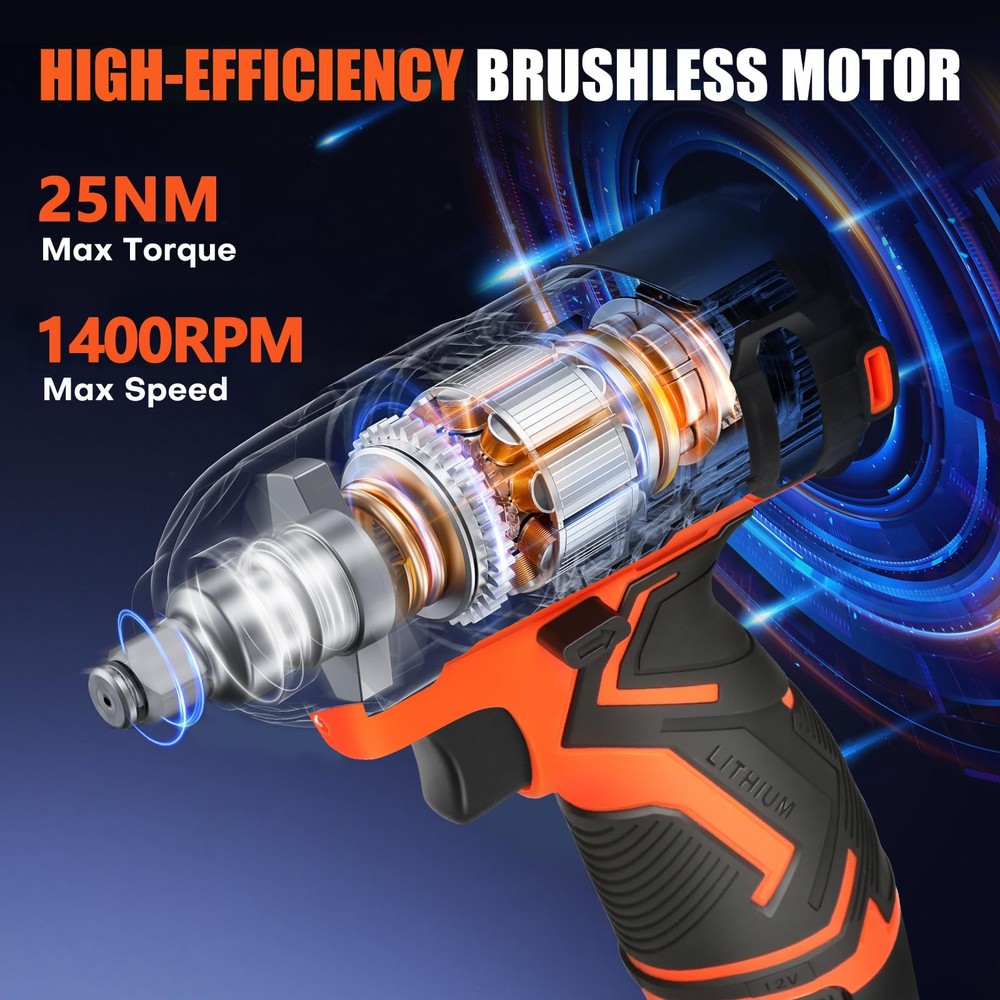 Cordless Drill Driver Set 12V,3/8"Keyless Chuck Battery Drill Kit,2 Variable ...