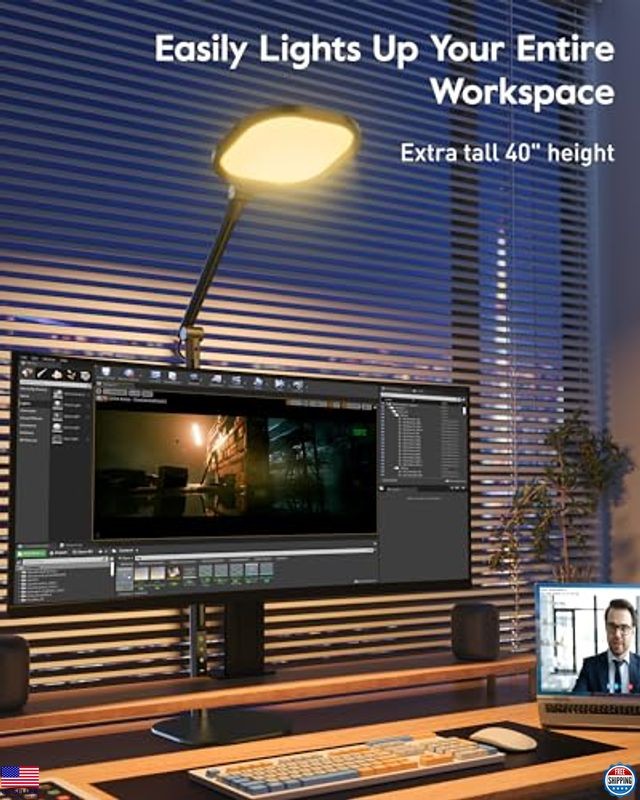 Stylish Black Tall LED Desk Lamp - 50 Modes, Memory, Timer & Adjustable Light