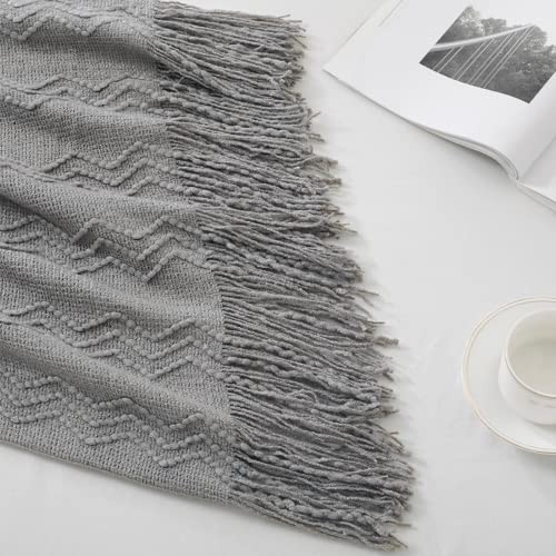 Greyish Throw Blanket 50x60 Inches Throw Textured Solid Soft 50"x60" Dark Grey
