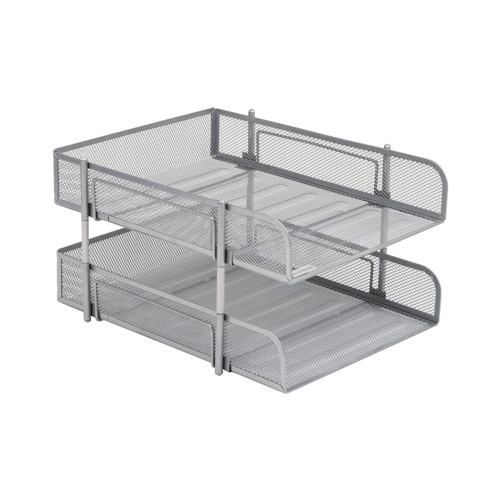 Stackable Paper Tray, Desktop Organizer, File Storage, Office, Metal Mesh, 2 ...