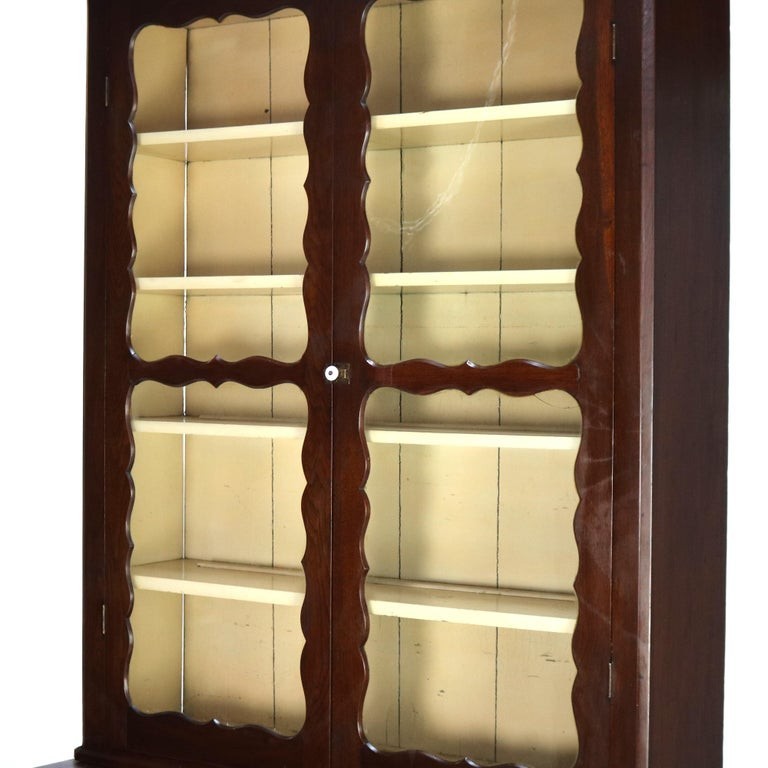 Antique Two-Piece Walnut Step Back Bookcase C1910