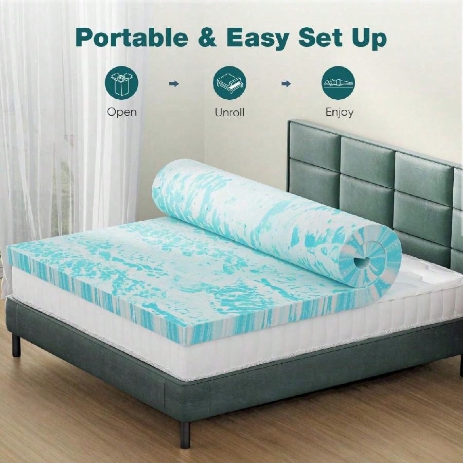 Cooling Gel Memory Foam Mattress Topper – Pressure-Relieving Support-FGQA