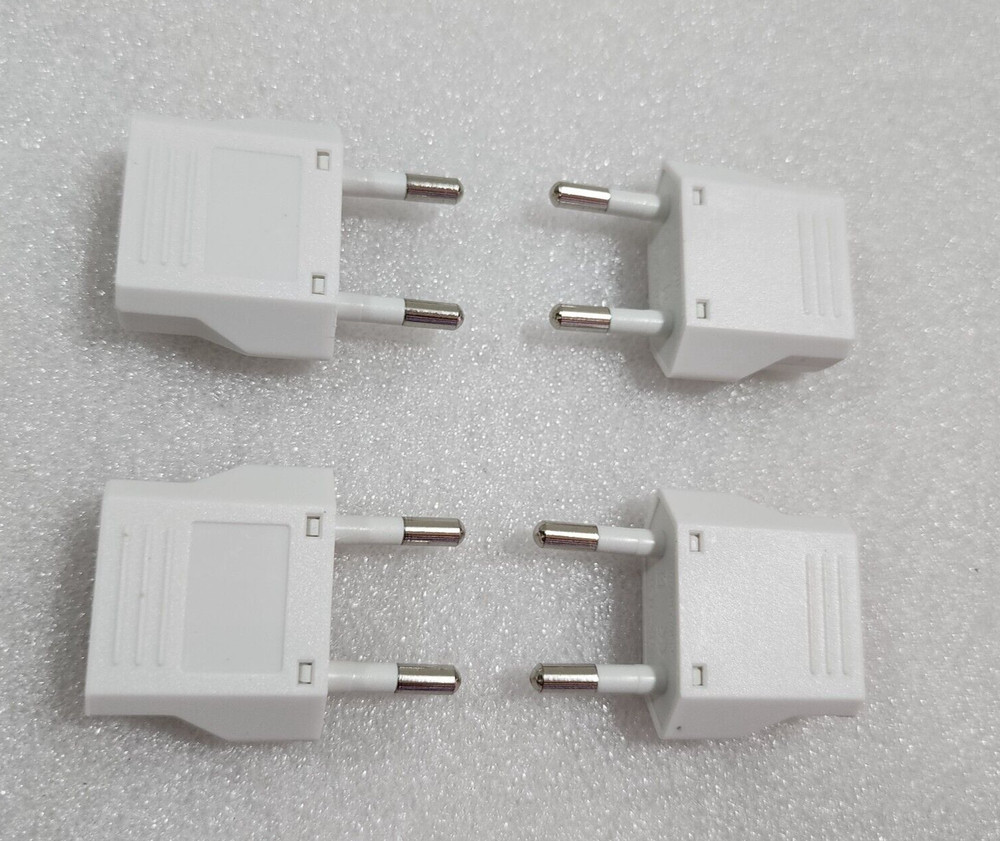 US-EU Plug Adapter White - 4 Pack