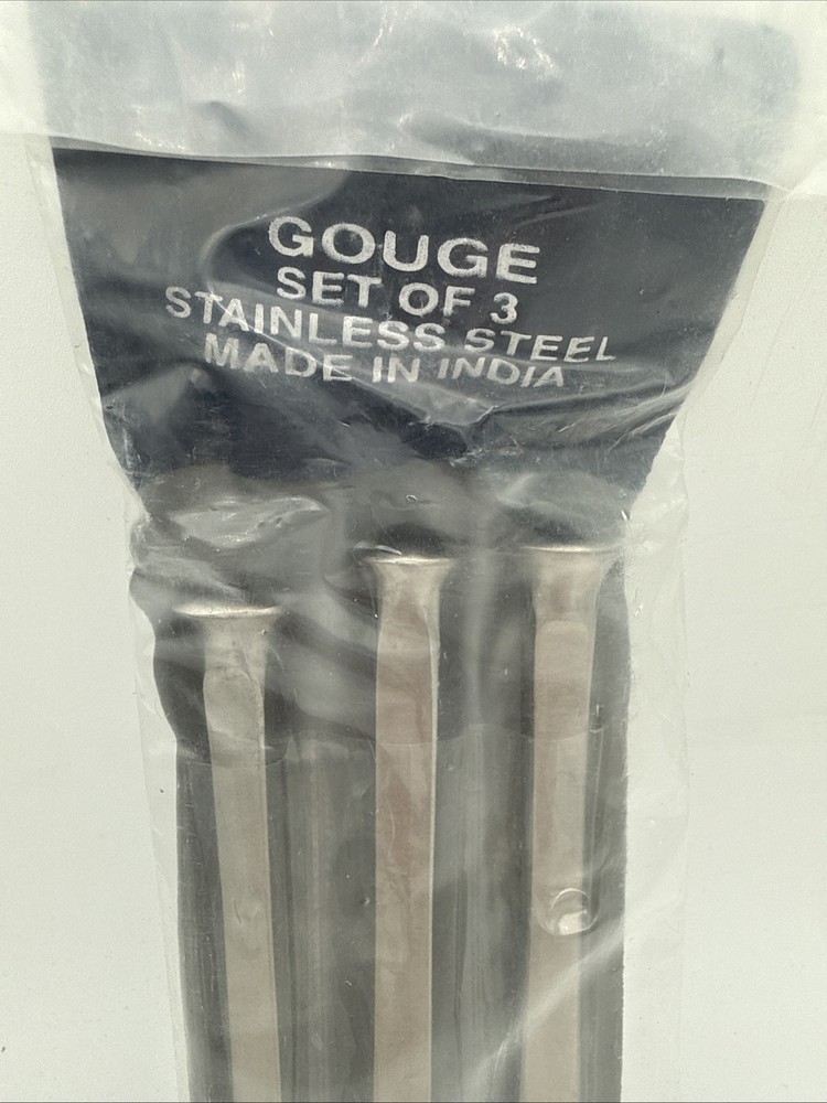 Set Of 3 Stainless Steel Woodworking Gouges 6 3/8” India NIP