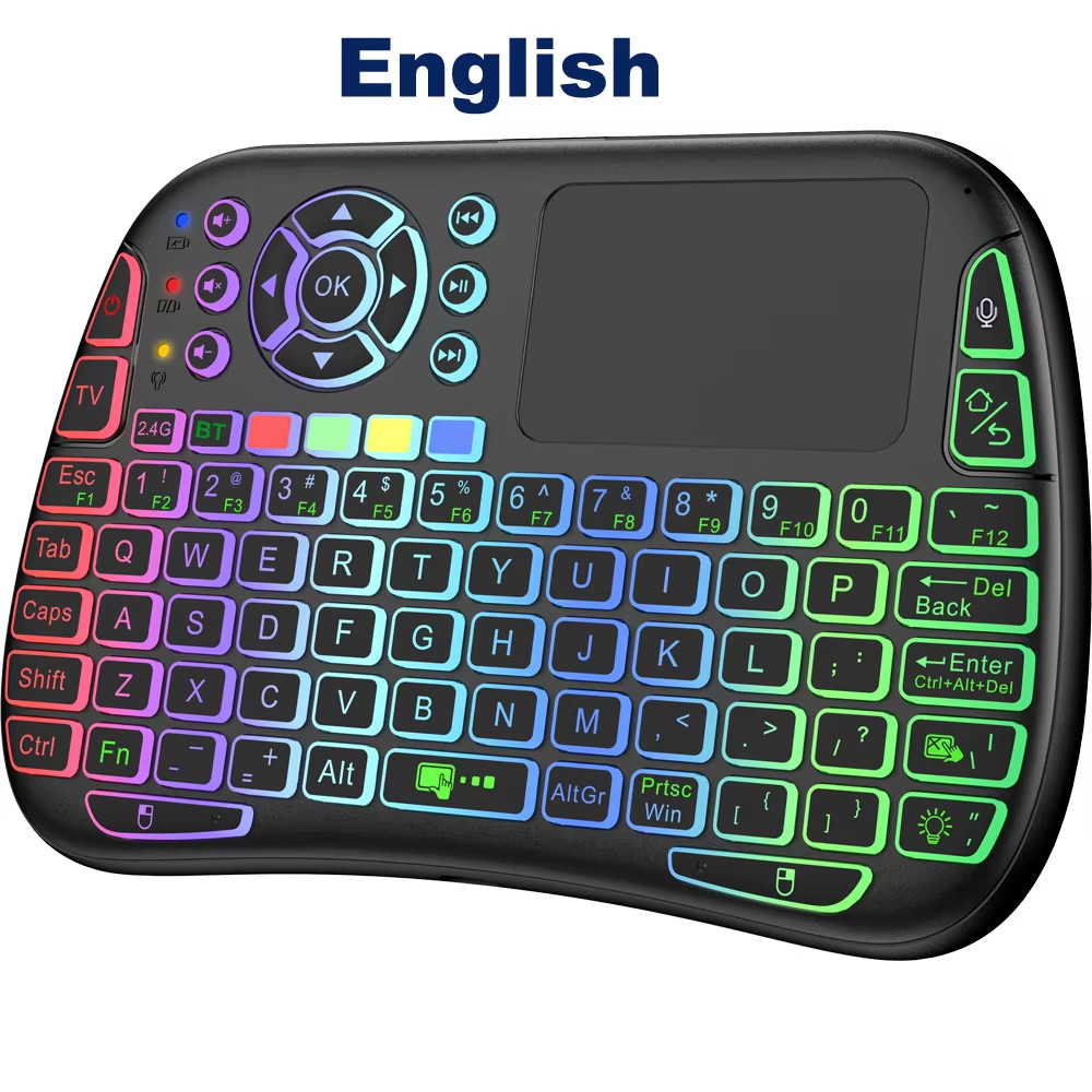 Bluetooth Mini Wireless Keyboard Backlit 2.4G USB Google Voice Aire Mouse Remote