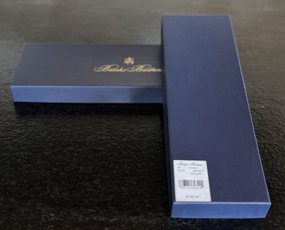 NIB Brooks Brothers Mens Solid Black Formal Solid Suspenders w/ Silver $148