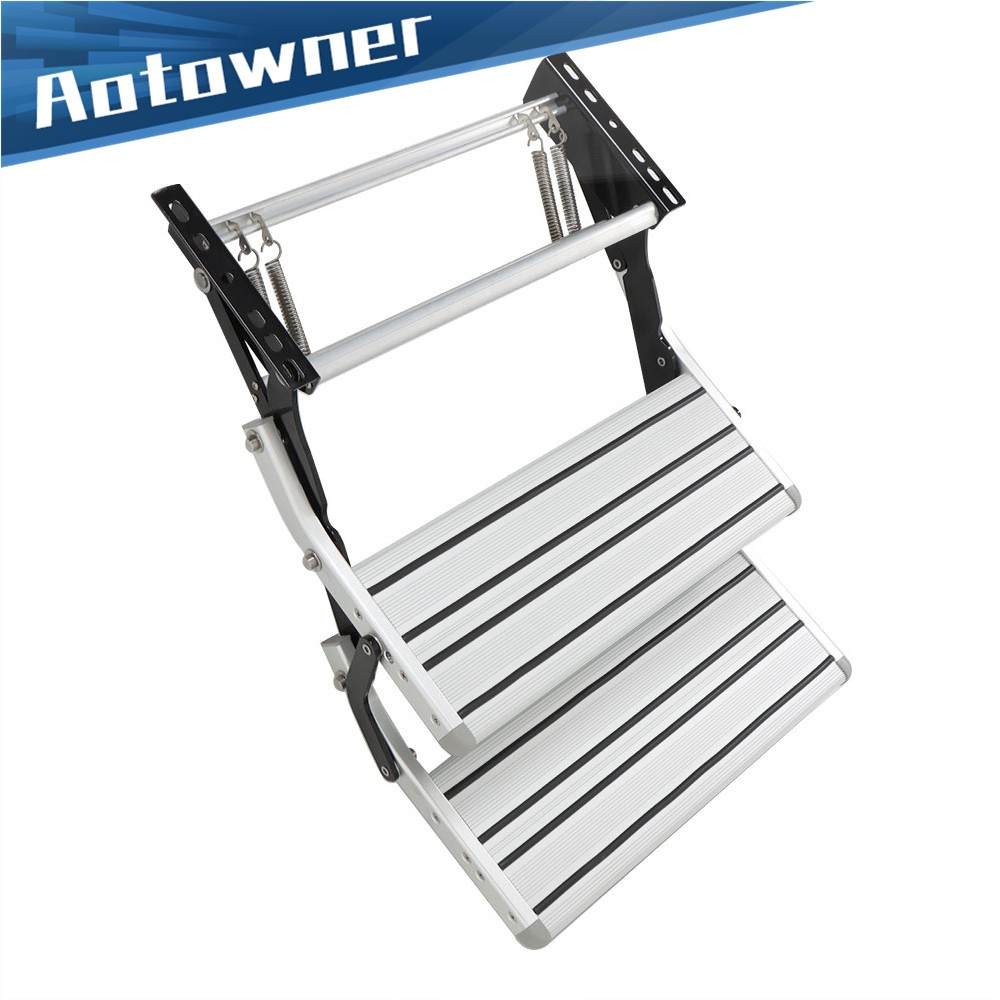 Aluminium Manual Pull Out Retractable Two Step RV Camper Platform Steps Stair