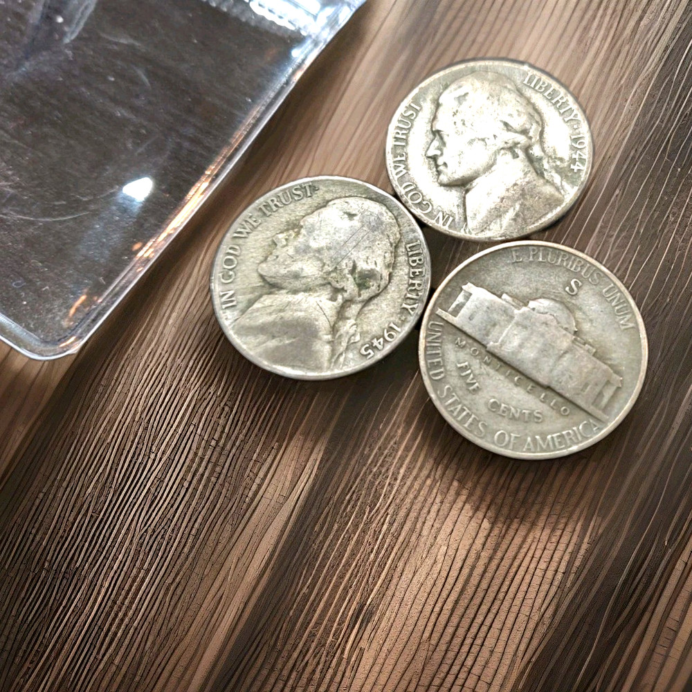 1943-45 Wartime Silver Nickles -35% SILVER-  3 Pak - Under $20