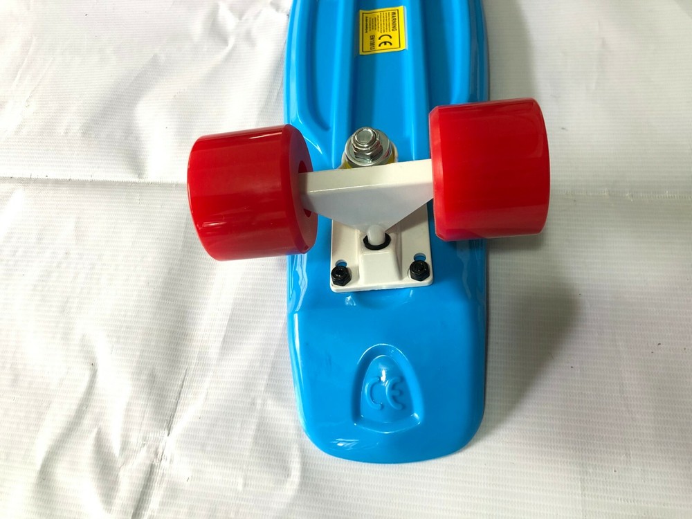 22" Skateboard Mini Cruiser Penny Style Board Plastic Deck. Blue/Red