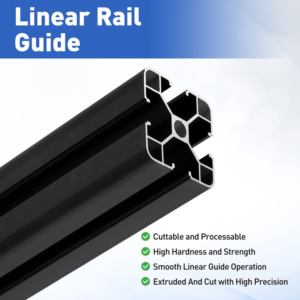 2Pcs 100mm 4040 Aluminum Extrusion Profile, Anodized Linear Rail, Black