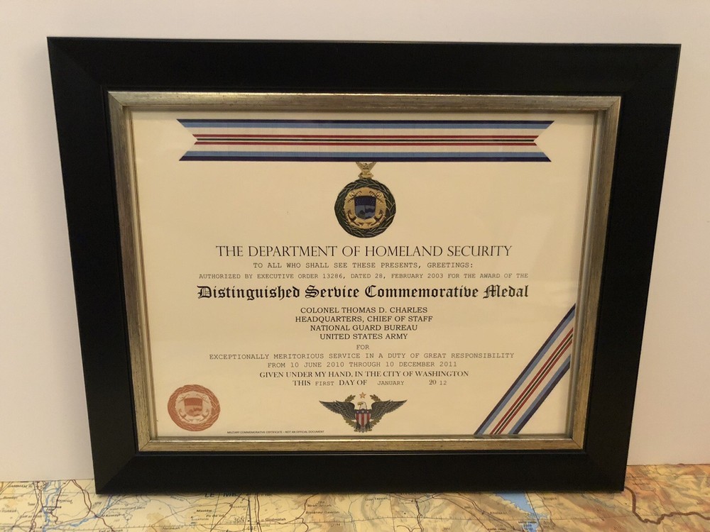 D.H.S. DISTINGUISHED SERVICE COMMEMORATIVE MEDAL CERTIFICATE ~ Type 1