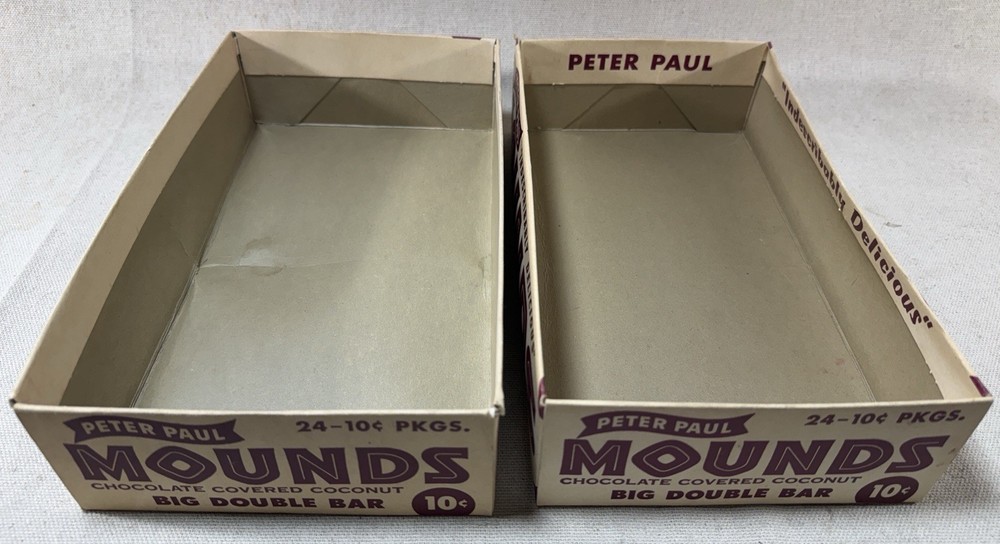 Vintage Peter Paul MOUNDS Candy Bar 24 Count Empty Counter Retail Display Box!