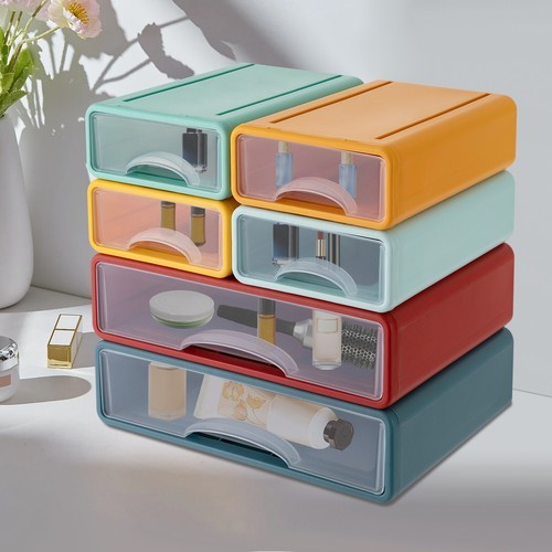 Stackable Office Storage Box W/ 6 Drawers Plastic Desktop Drawers Organizer