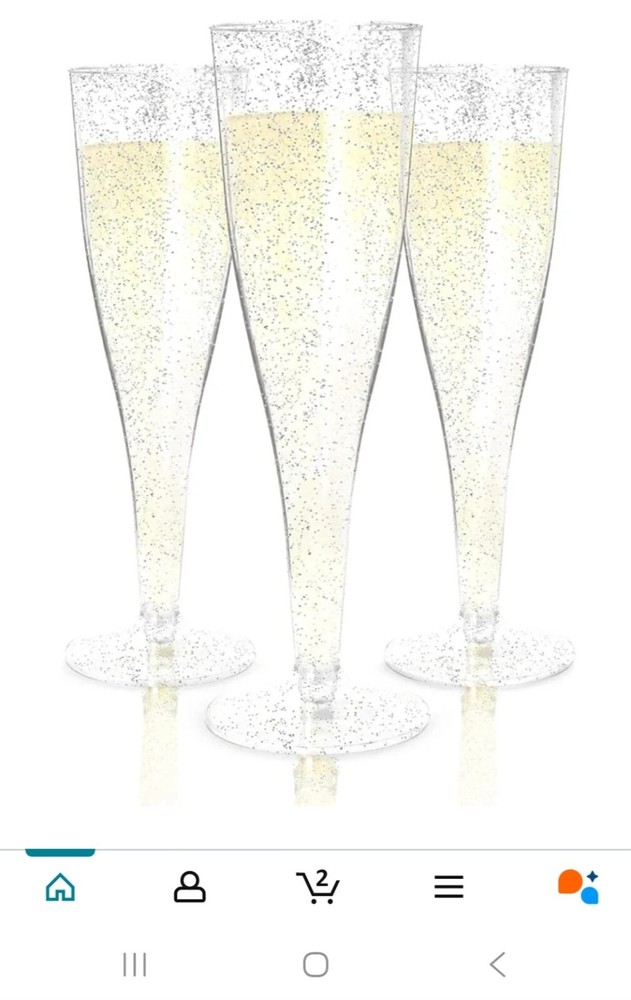 Silver Plastic Champaine Flutes 4.5 Oz
