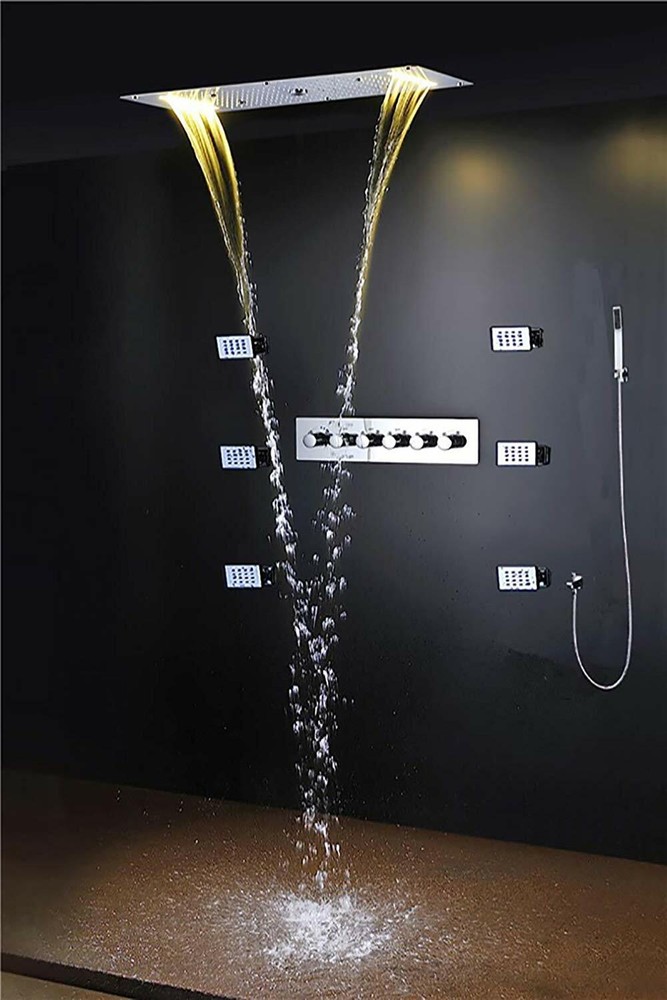 High-pressure water saving Best 15"x28" Rectangle Rainfall Multi-Function Shower