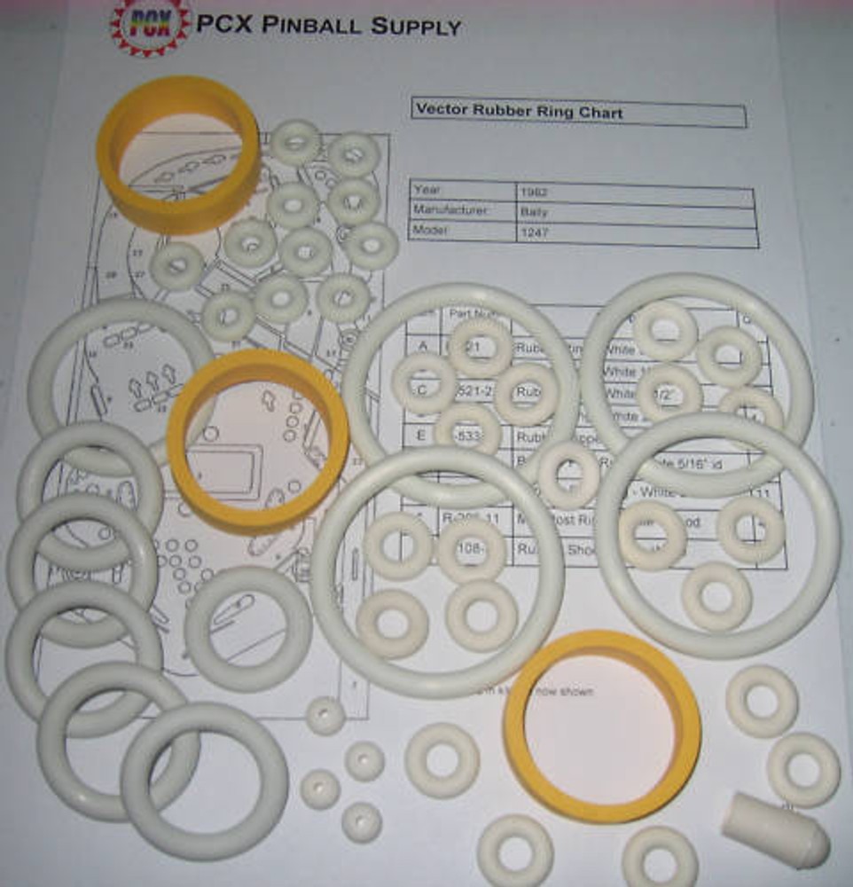 1982 Bally Vector Pinball Rubber Ring Kit