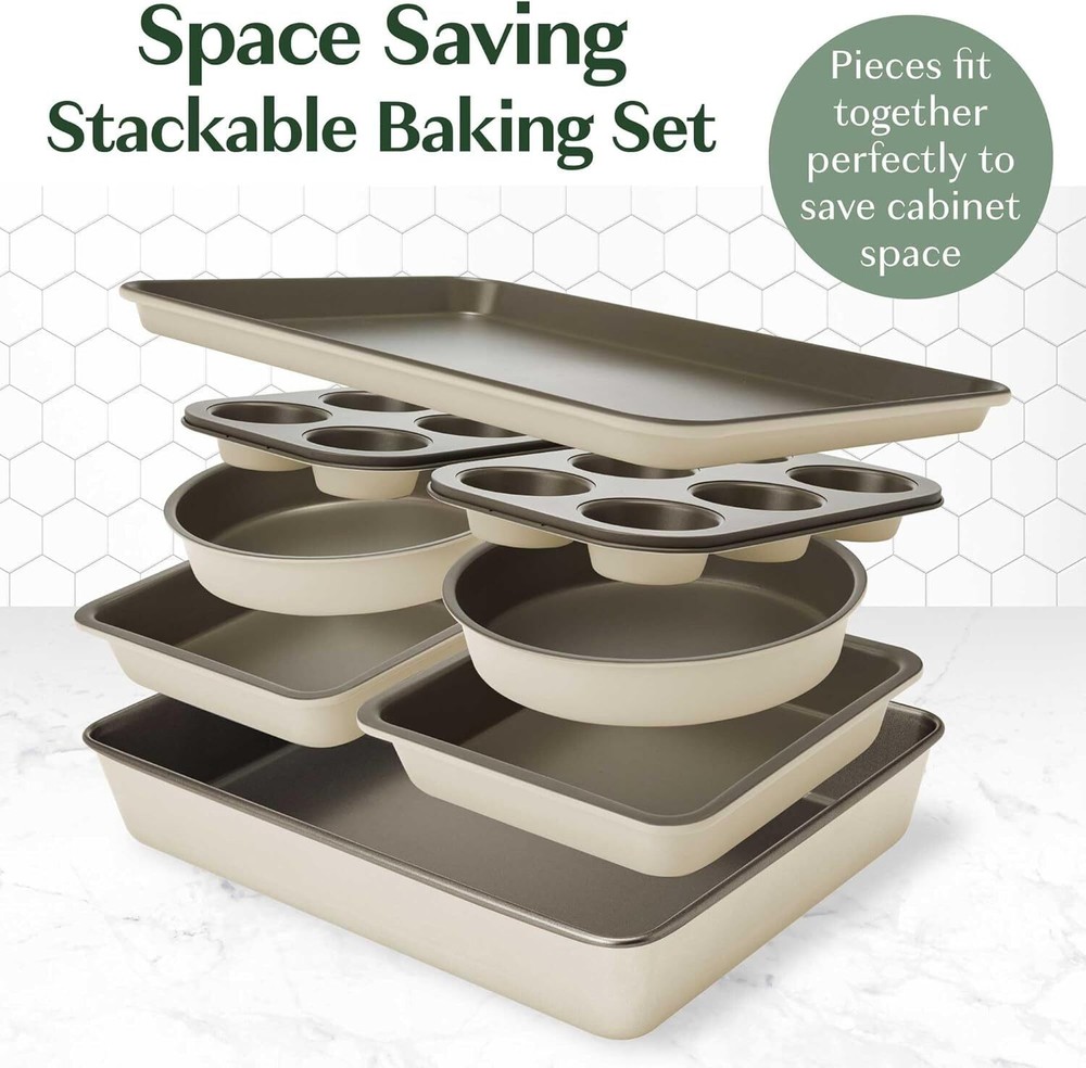 All-In-One Nonstick Bakeware Set Stackable Dishwasher Safe Baking Pan Kitchen