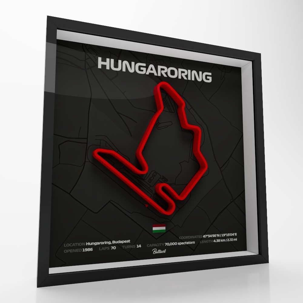 Hungaroring Budapest 3D Shadow Box – Minimalist Formula One Wall Art