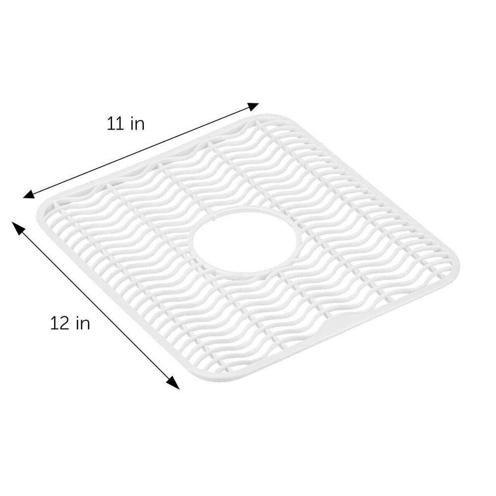 Sink Protector Mat 2 Pack Plastic with Center Drain Cutout Protect Sink 11 x 12"