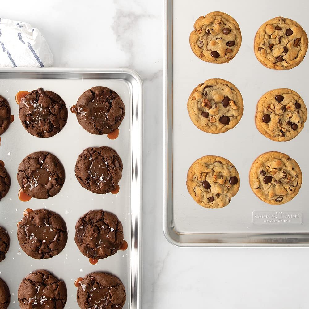 Natural Aluminum Half Sheet Pan 2 Pack Durable Rust Resistant Baking Enjoyment