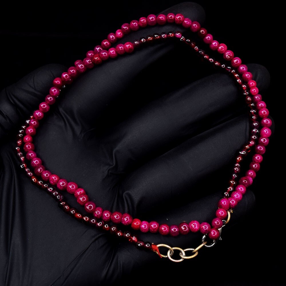 Awesome Massive Ruby & Red Garnet 68.00 Cts Beaded Beautiful Necklace VK 23 E650