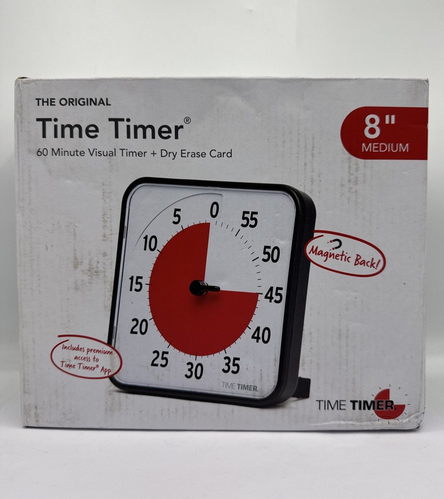 TIME TIMER 8 Visual Timer - 60 Min Kids Desk Countdown Clock with Dry Erase Card