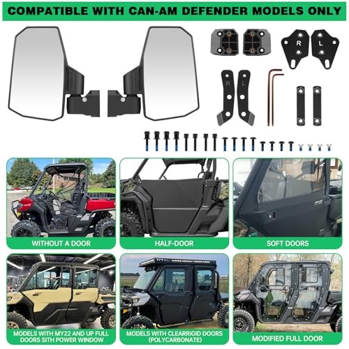 Defender Side Mirrors,The Spring Back Feature Allows Easy Reset After