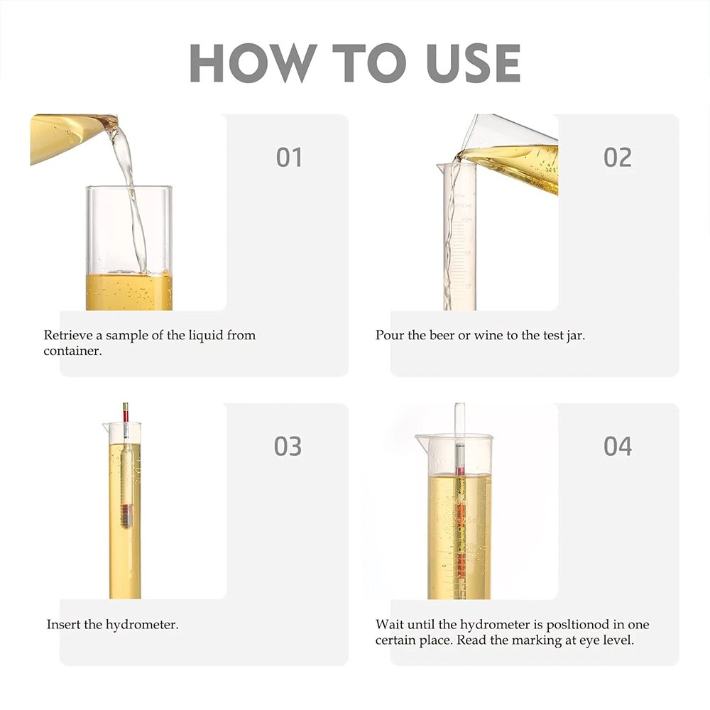 One Set Triple Scale Alcohol Hydrometer and Test Jar for Home Brew Wine