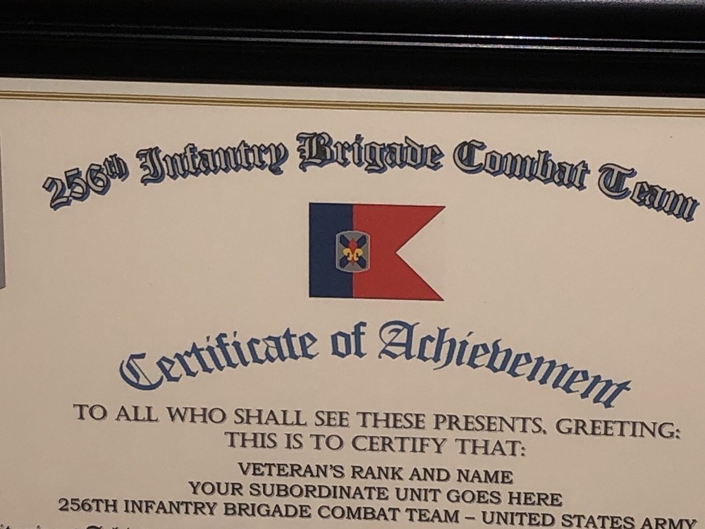 256TH INFANTRY BRIGADE COMBAT TEAM - COA / (COMMEMORATIVE CERTIFICATE)