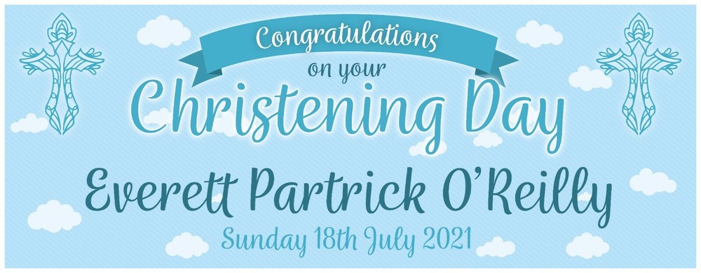 2 PERSONALISED CHRISTENING BANNERS Design 2 - Congratulations