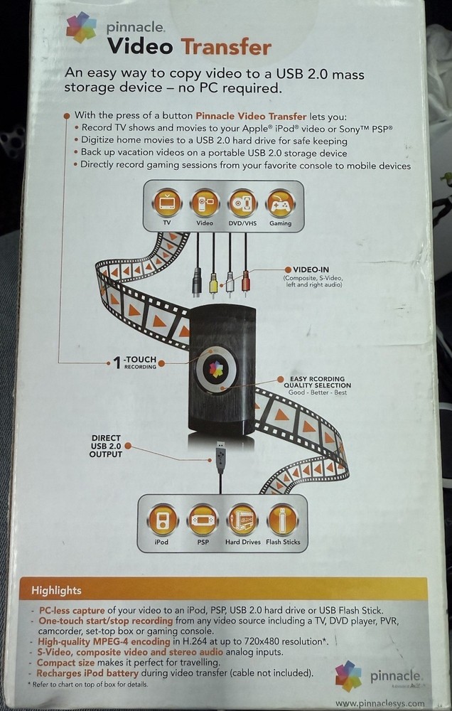 Pinnacle Video Transfer Just Press & Go (No PC Required)