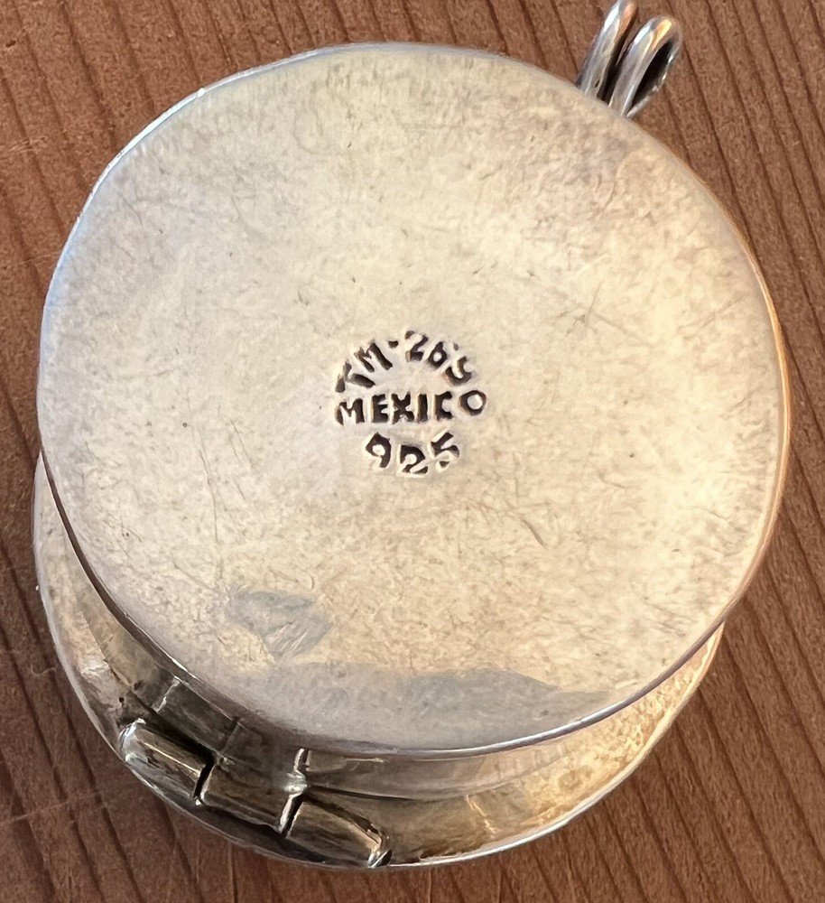 Sterling Silver Aztec Calendar Pill Box from Mexico