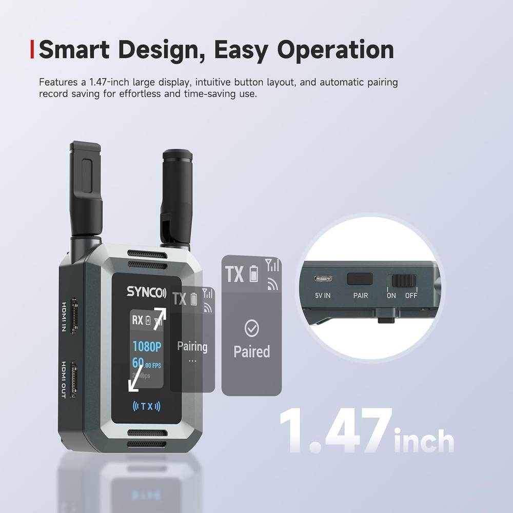 SYNCO XVision HD Wireless Video Transmission System 1080P Transmitter Receiver