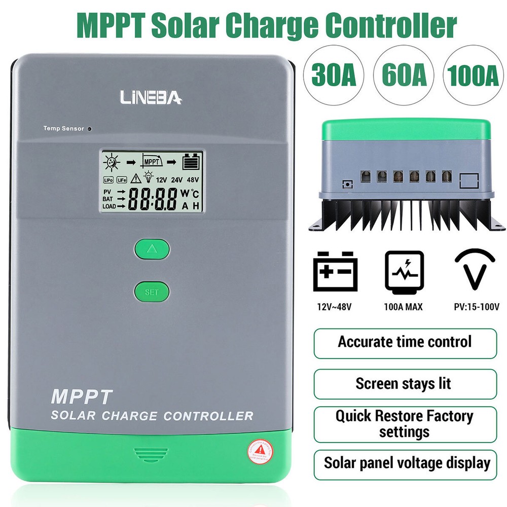 100A/60A/30A 12/24/36/48V MPPT Solar Charge Controller Solar Panel PV Regulator
