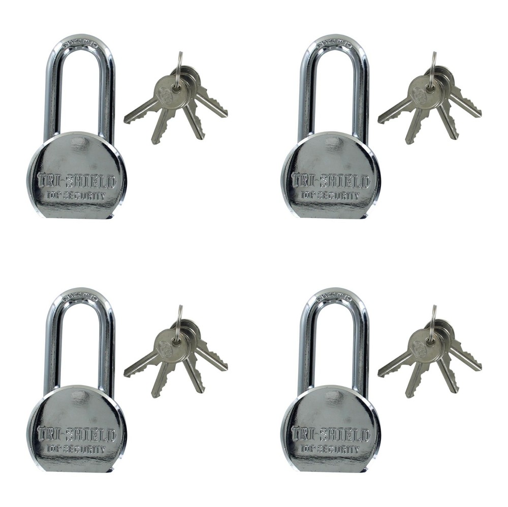 Pack of 4X Heavy Duty Master Lock Solid Steel Maximum Protection Padlock with 3K