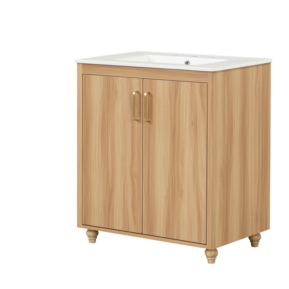 30"Multi-functional Bathroom Vanity with Sink Combo and Doors and Drawer Natural
