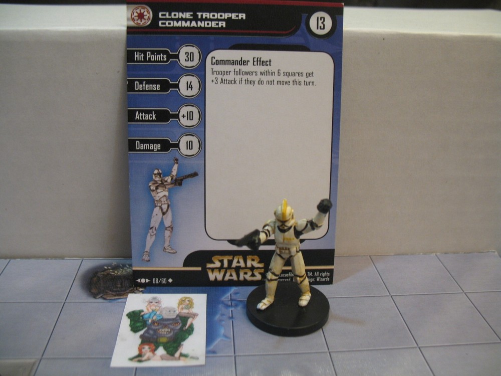 =Star Wars Miniatures CLONE STRIKE Clone Trooper Commander 08/60 with card=