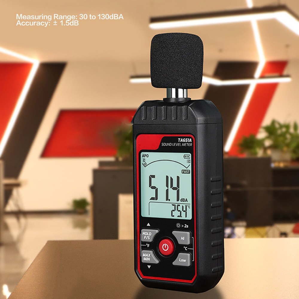 Sound Level Meter Sensitive Quick Response LCD Backlit Noise Tester Black