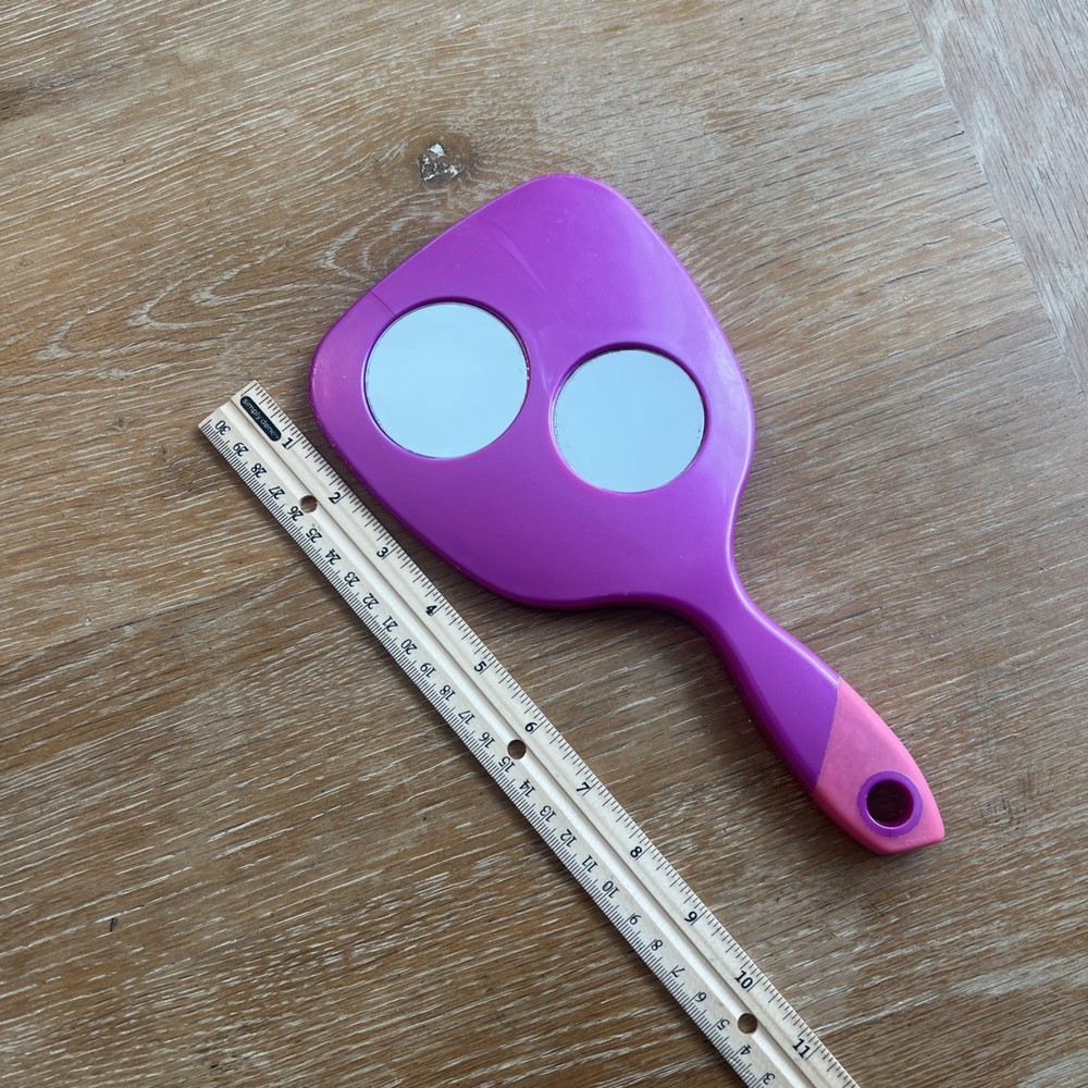 Vintage 90’s Pink Plastic Hand Held Mirror W/ Handle