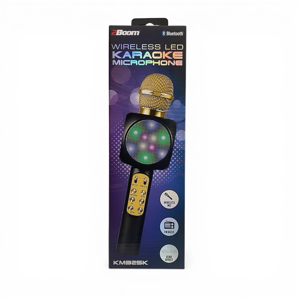 2Boom Wireless LED Karaoke Microphone Bluetooth Rechargeable Portable