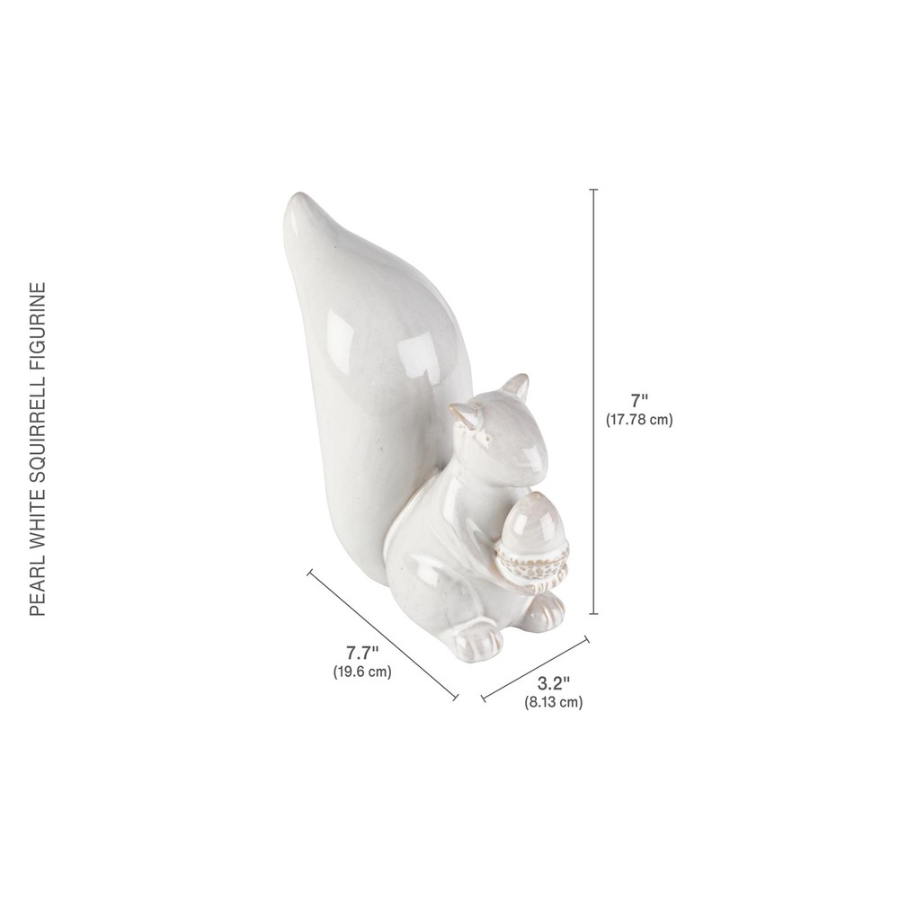 Elements White Squirrel Ceramic Figurine 7.68" H, 7" L - New