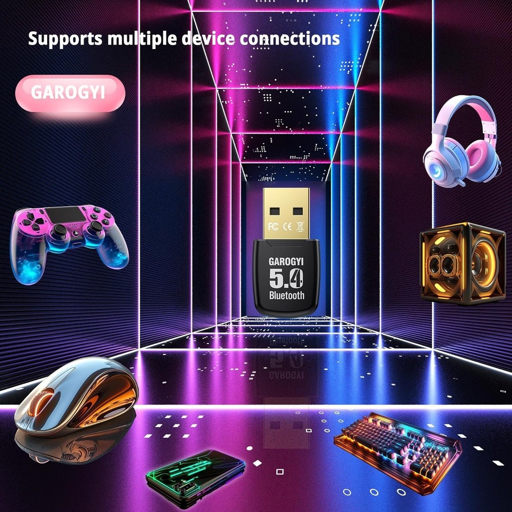 USB Bluetooth 5.4 Adapter for PC - Plug & Play on Windows 11/10 - Mini 5.4+ED...